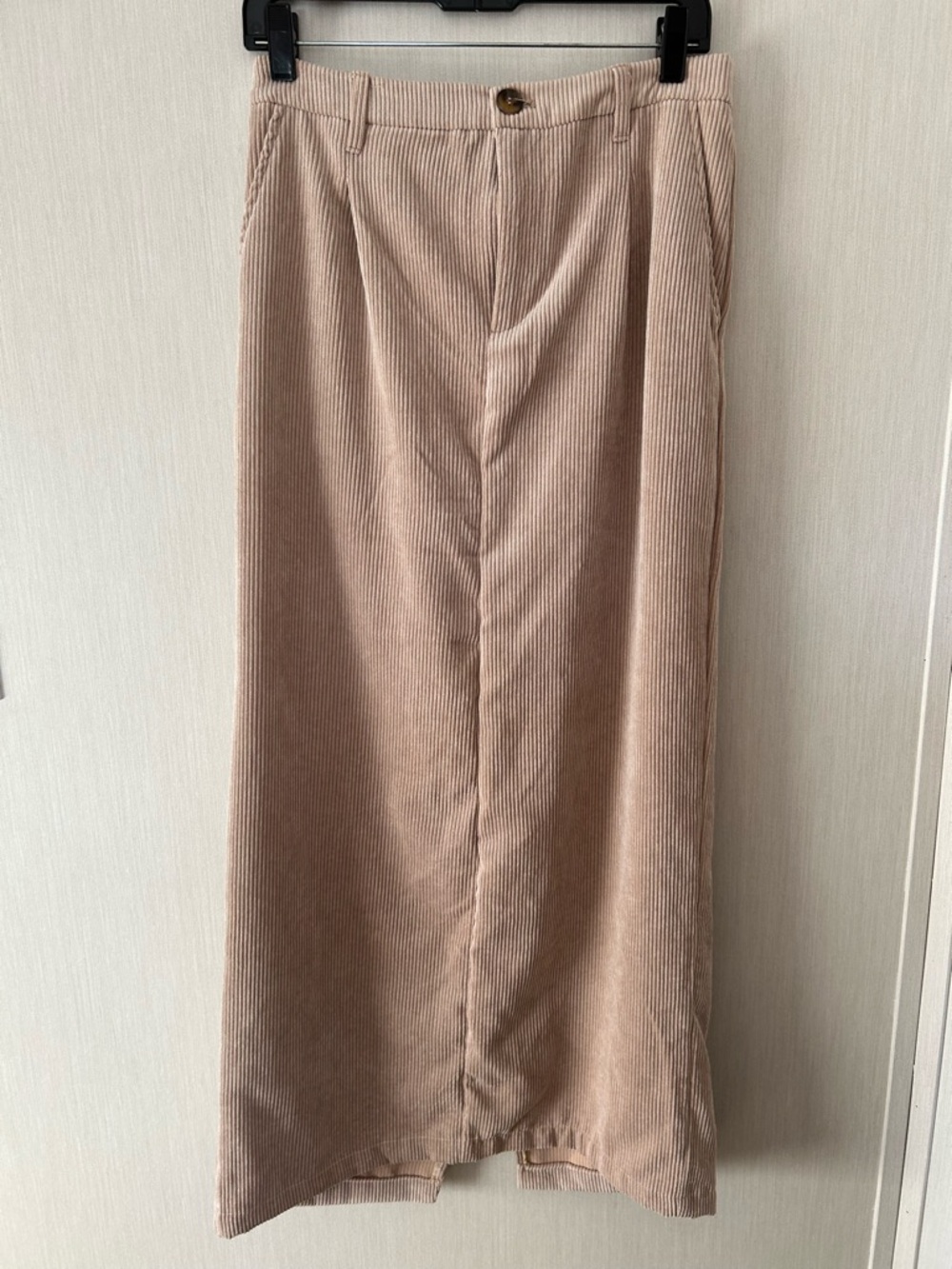 Love Tree Taupe Corduroy Midi Skirt